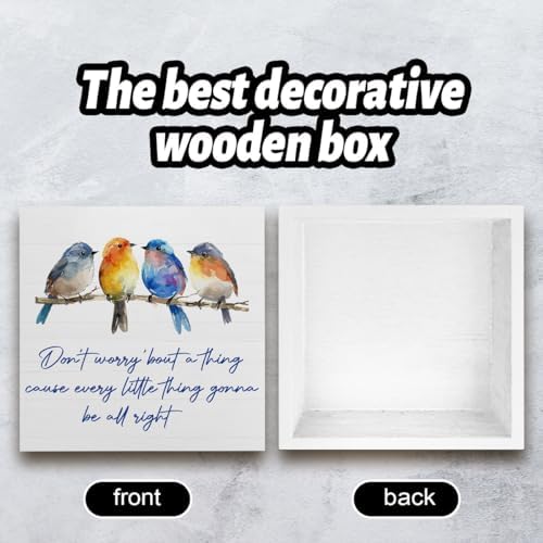 Funny Inspirational Wooden Sign,Every Little Thing Is Gonna Be All Right,Plaque with Watercolor Birds,Positive Desk Decor for Home Office,Uplifting Gifts for Women Teachers Friends,Graduation Gift - Image 3