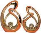 2 PCS Orange Decor Accent Ceramic Statue Orange Gold Mid Century Modern Home Decor Accents Sculpture Decorations Centerpieces for Living Room Bookshelf Shelf Coffee Table Kitchen Office Dining Table by JKUDTQL