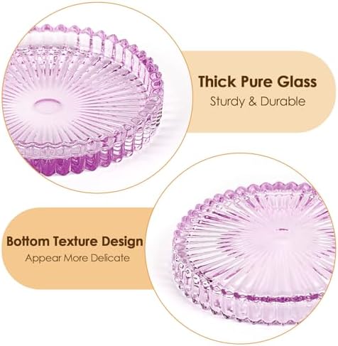 Modern Clear Coaster Set of 5- Glass Coasters for Drinks, Clear Purple - Image 4