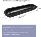 Wooden Dough Bowls Decorative，Rustic Bread Long Bowls Decor Wood Tray, Hand Carved For Table Centerpiece Decor, Home Decor (20 * 6 * 2 inch Black) - Image 2