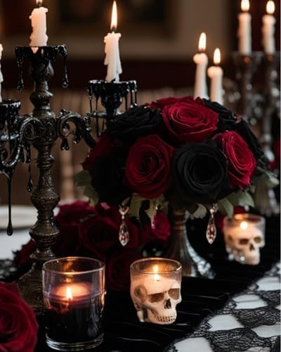 Coferset 50pcs Velvet Artificial Roses Flowers in Bulk,Black - Image 3