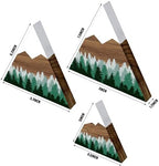 3 Pcs Mountain Shelf Decor Mountain Wooden Wall Decor Forest Art, Green - Image 3