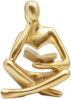 Jinkoozz Gold Reading Women Statue, Thinker Sculptures, Abstract Art Ornament, Modern Aesthetic Figurine Decoration, Suitable for Home Living Room Bedroom Office Shelf Table Desk Bookshelf Decor by Jinkoozz
