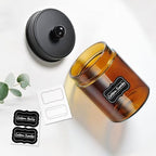 Amolliar Amber Glass Apothecary Jars Qtip Holder w/Metal Lids,Black 2pc - Image 4