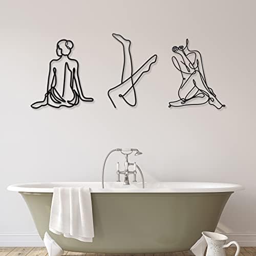 Photect 3 Pcs Metal Wall Art Minimalist Woman Line Decor, Fresh, Black - Image 6