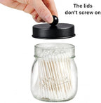 SheeChung 4 Pack Glass Mason Jar Qtip Holder, Black Stainless Steel Lids - Image 4