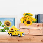 Sunflower Vintage Metal Truck Mini Metal Farm Truck Decor with Sunflower Bouquet Farmhouse Rustic Pickup Tiered Tray Decor for Home Kitchen Shelf Table Decor Yellow - Image 6