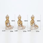 Buddha Statue for Home Decor Gold 4.3'' Set of 3-Small Buddha Statues for Zen Decor-Table Desk Spiritual Decor-Buddha Decor for Living Room-Indoor Buddha Gift for Relaxation, Meditation or Shrine - Image 2
