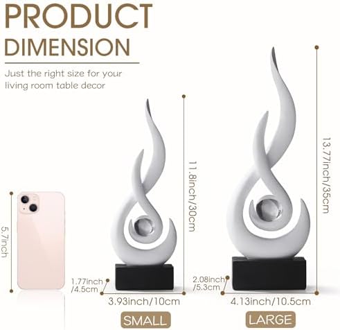 FJS White Abstract Flame Sculpture for Living Room Coffee Table Decor - Image 4