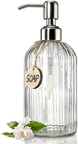 JASAI 18 Oz Clear Glass Soap Dispenser with Rust Proof Stainless Steel Pump by JASAIHOME