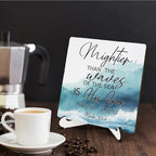 Christian Sign Wooden Decor 5"X5", Psalm 93:4 Wooden Desk Table Sign for Home Shelf Restroom Living Room, Religious Bible Verse Desk Table Gifts for Friends Woman Man (5x5 Inch) - Image 4