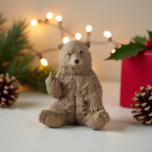 Brown Bear Middle Finger Figurine, Hilarious Funny Resin Bear Statue - Image 6