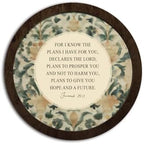 CFFJLHN Vintage Floral Christian Wall Art Decor, Jeremiah 29:11 Bible Verse Religious Scripture Round Hanging Wall Decor for Home Bedroom Living Room Church Prayer Room, 10x10 Inch by Unknown