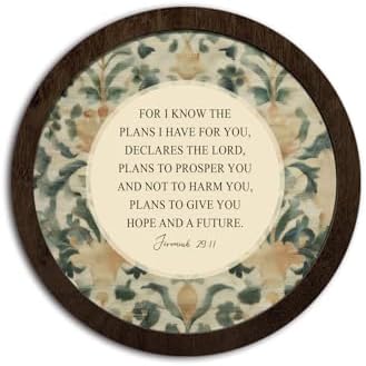 CFFJLHN Vintage Floral Christian Wall Art Decor, Jeremiah 29:11 Bible Verse Religious Scripture Round Hanging Wall Decor for Home Bedroom Living Room Church Prayer Room, 10x10 Inch by Unknown