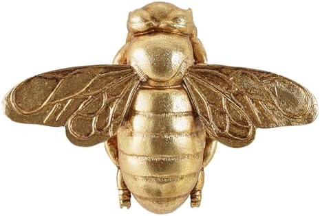 KISWIAR Gold Bee Wall Decor, 3D Hanging Honey Bee Wall Sculpture, Resin Insect Animal Figurine Natural Themed Home Decoration for Tabletop Living Room Bedroom (Antique Gold) by KISWIAR