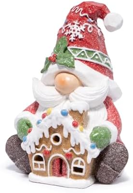 Hodao Christmas Gnome Figurine with Gingerbread House, Holiday Elf Decor - Image 2