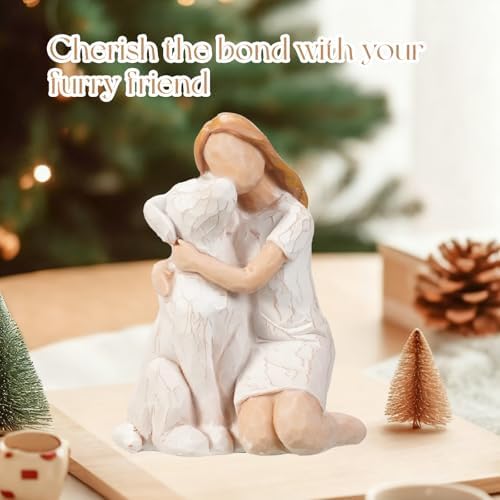 Girl with Dog Figurine, Child and Puppy Resin Statue, Cute Friendship Decor, Pet Lover Gift, Tabletop Home Decoration - Image 3