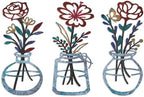 ARTINME 3 Pieces Metal Flowers Wall Art - 6.2X 11.4 Inch Colorful Iron Floral Wall Decor for Home Indoor Outdoor Decoration - Housewarming Gifts (Blue) by Artinme
