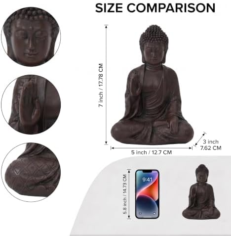 Leekung Buddha Statue for Home Decor,Buddah Statute Zen Decoration,Meditation Buddha Decor Brown 7 inch - Image 2