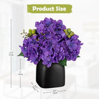 Briful Faux Purple Hydrangea Arrangement, Matte Black Vase Centerpiece - Image 4