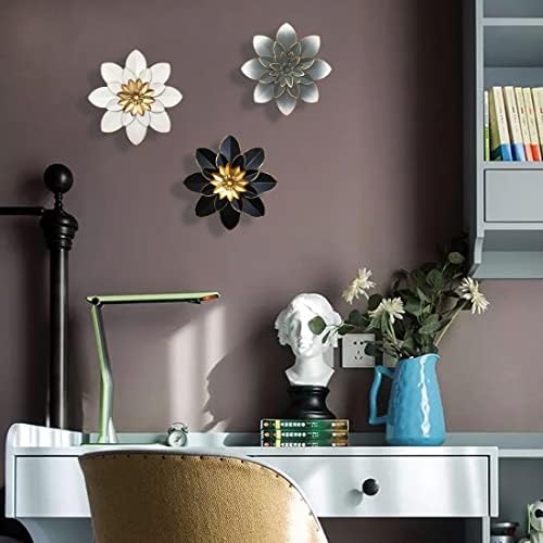 Metal Flower Wall Art Decor, 9.5“ Rustic Modern Floral Sculpture, Distressed Iron Wall Hanging Home Decoration Accent Artworks for Indoor Kitchen Bedroom Living Room Office Outdoor Garden Patio - Image 3