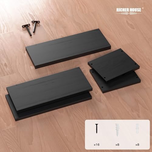 RICHER HOUSE Black Floating Shelves Bathroom, Small Wall Shelf Over Toilet - Image 6