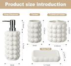 4 Piece Ceramic Bathroom Accessories Set –Soap Dispenser,Toothbrush Holder,Tumbler & Soap Dish,Includes Silicone Funnel,Non-Slip,Modern Farmhouse Countertop Organizer Set for Bathroom Decor, White - Image 3