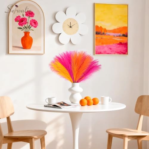 Serwalin 60PCS 17.7" Hot Pink＆Orange＆Yellow Pampas Grass Decor for Home - Image 4