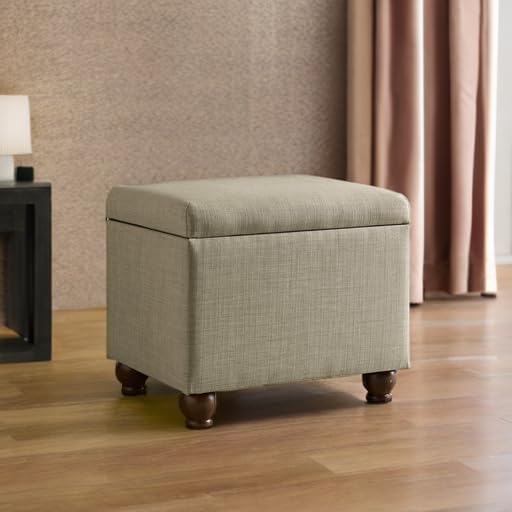 Homepop Home Decor | Upholstered MediumRectangular Storage Ottoman | Hinged Lid - Image 8