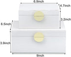 HofferRuffer Faux Leather Jewelry Boxes, Decorative Boxes Storage Accessory Organizer with Gold Hardware Decor, Classic Vegan Leather Set of 2 Pieces (White) - Image 2