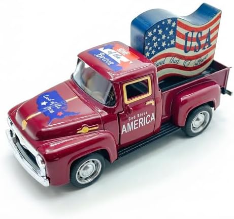 Patriotic Vintage Metal Truck Decor, 5.7-Inch USA Flag Pickup Accent by YIPRONS