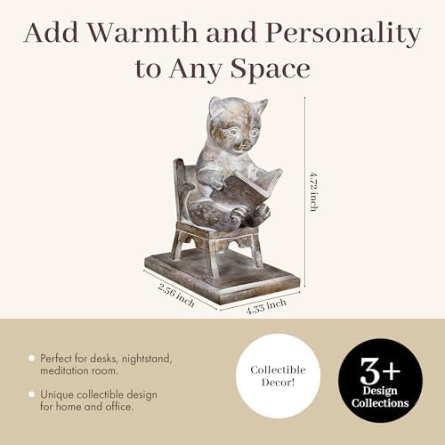 Young's Inc. Cat Figurine - Cute CatStatue Reading on the Chair- Whimsical Decor for Cat Lovers - Cat Collectibles and Meditation Decor - 4.33'' L X 2.56'' W X 4.72'' H - Image 3