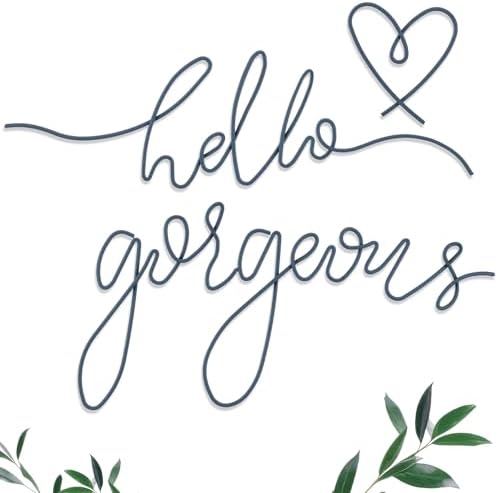 Hicarer Metal Hello Gorgeous Wall Art Minimalist Wall Decor, Blue by Hicarer