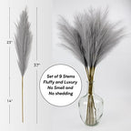 Faux Pampas Grass, Set of 9 Stems 37'' Tall Fluffy Fake Pompas Floral, Large Artificial Pompous Branches for Floor Vase Fillers, Pompas Decorativas, Boho Farmhouse Wedding Home Decor(Grey) - Image 4