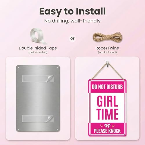 Do Not Disturb Sign, Pink Room Decor for Teen Girls, 8 x 12 Inch - Image 3