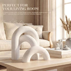 EOSAHR Pine Wood Arch Decor: Wood Sculpture for Bookshelf Decor, Whitewash - Image 4