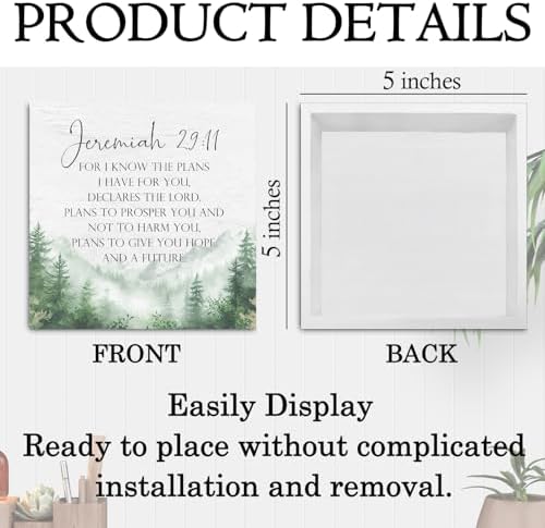 Christian Wooden Box Sign, for I Know the Plans I Have for You Jeremiah 29:11 Bible Verse Religious Wood Signs for Church Home Office Desk Table Shelf Decor, 5x5 Inch - Image 6