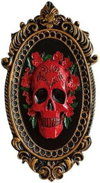 KISWIAR Resin Gothic Skull Wall Sculpture with Floral Frame, Vintage Skull Wall Decor for Living Room Hallway Bedroom Bar, Gothic Art Home Decoration by KISWIAR