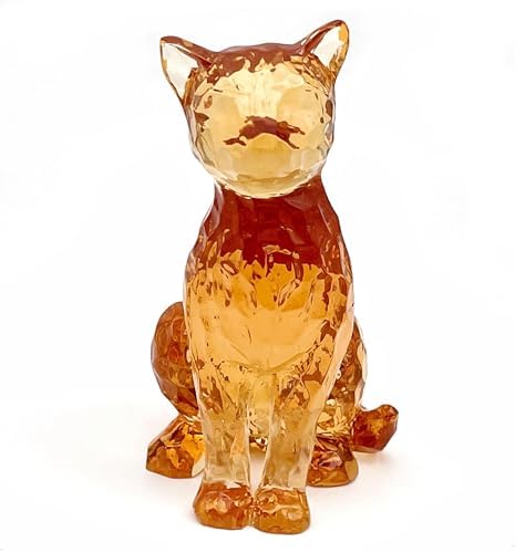 Amber Cat Figurines Statue Decor Cat Memoial Gifts for Cat Lovers Mom Women,Knick Knacks for Shelf, Bookshelf Decor,Resin Cat Sculpture by JWTAstyleHomeDecorGifts