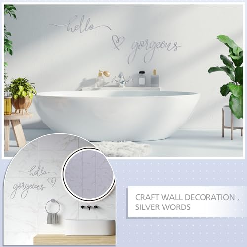 Hicarer Metal Hello Gorgeous Wall Art Minimalist Wall Decor, Silver - Image 4