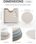 Fluxynara Felt Coasters with Holder, Set of 8 for Drinks, Coastal - Image 2