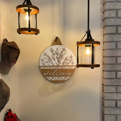 3D Wooden Welcome Sign for Front Door, Boho Rustic Round Door Hanger, Modern Farmhouse Wall Decor, Housewarming Gift for New Home, Porch & Fence Decoration for Spring, Summer, Fall and All Seasons - Image 6