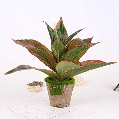 CATTREE Fake Plants Artificial Plant Outdoor Shrubs Faux Grass Plastic Leaves Greenery Bushes Home Garden Wedding Party Decorations Indoor Office Yard UV Resistant Planter Filler Red 2 Pack - Image 4