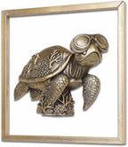 Newinhome Animal Heads Wall Decor (Includes Metal Frame) Resin sea turtle Sculptures Wall Hanging Decoration Gold vintage Wall Sculpture for Living Room Bedroom Office(Turtle) by Newinhome