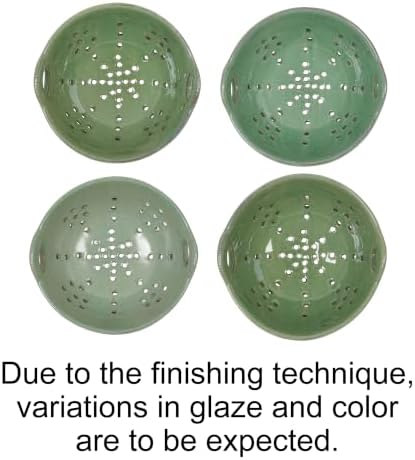 Creative Co-Op Stoneware Berry Bowl with Handles, Aqua Reactive Glaze - Image 4