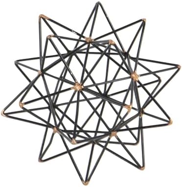 Deco 79 Metal Geometric Decorative Sculpture Home Decor Statue with Gold Accents, Accent Figurine 7" x 7" x 7", Black - Image 2
