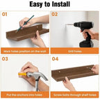 24inch Long Floating Shelves for Wall Decor, 5-Set Shelves with Lip, Walnut - Image 5