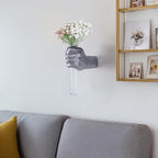 Silvery Wall Sculptures, Hand Vases Home Decor, Wall Mount Art Sculpture, Unique Wall Art Statue, Funky Flower Vase Decorations, Modern Eclectic Hanging Decor,Glass Test Tube Vase (Silvery) - Image 5