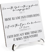 Motivational Christian Wooden Sign Desk Decor, Bible Verses Scripture Religious Wood Plaque Sign With Stand for Church Home Room Office Desk Table Shelf Decoration, 5x5 Inch by HSIASHENG