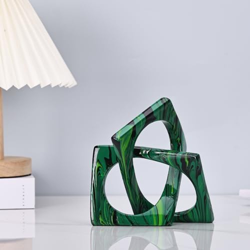 Modern Geometric Sculpture Emerald Green Knot Statue Decor, Home Bookcase Centerpiece Jax Decorative, Tabletop Sculpture and Figurines for Home Decor Accent, Cube Decorative - Image 6